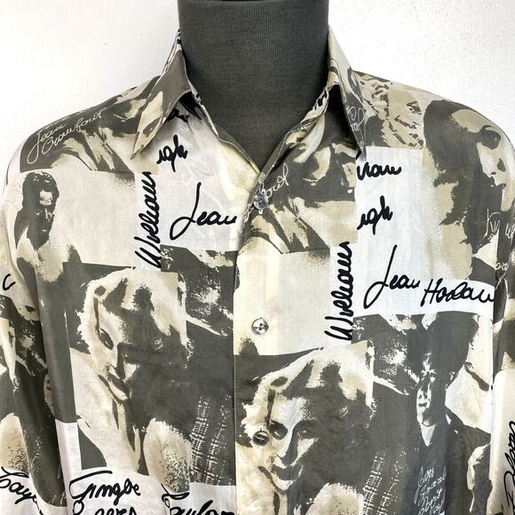 Vintage Cedars Sport Silk Men Shirt Medium Hollywood Stars Retro Novelty Disco - Picture 2 of 13